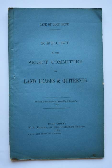 Report of the Select Committee on Land Leases & Quitrents.