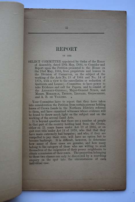 Report of the Select Committee on Land Leases & Quitrents.