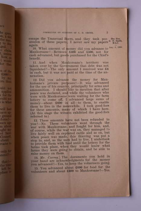 Report of the Select Committee on the Petition of G. D. Smith.