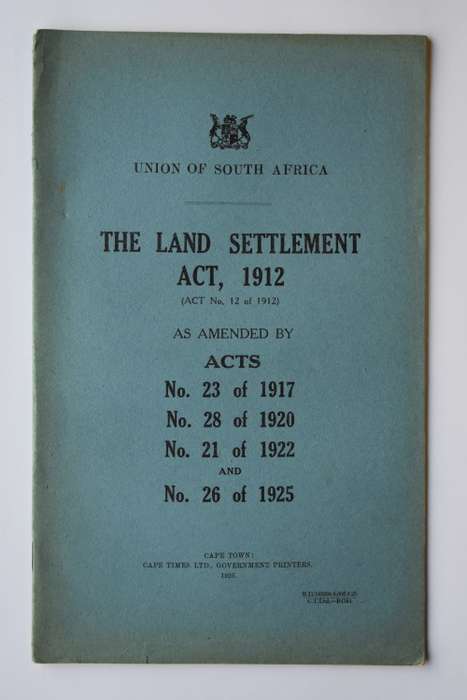 Union of South Africa Land Settlement Act 1912