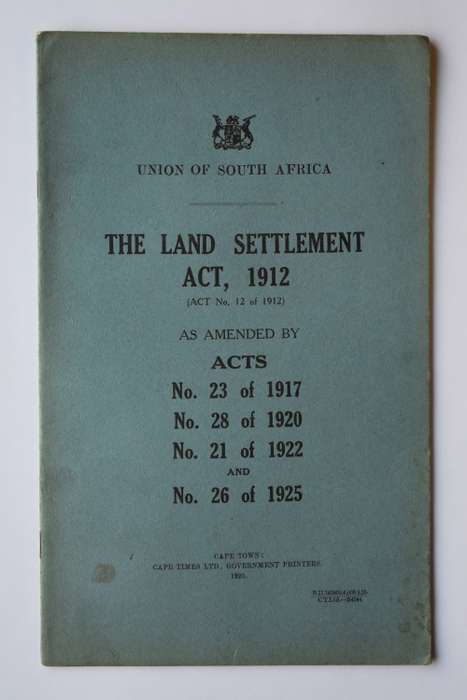 Union of South Africa Land Settlement Act 1912