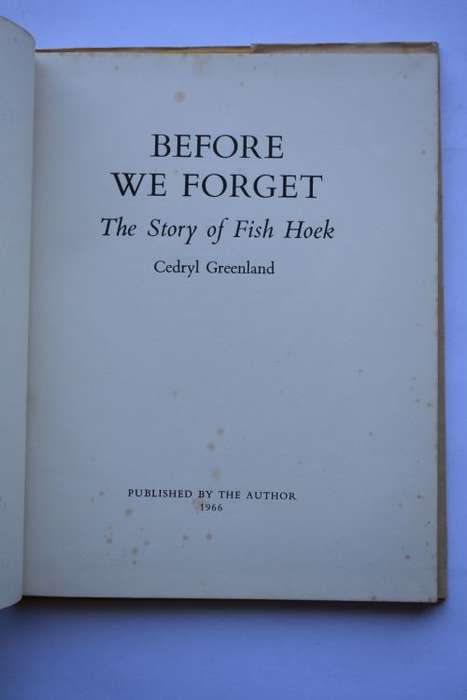 Cedryl Greenland: Before We Forget. Cape Town, 1966.