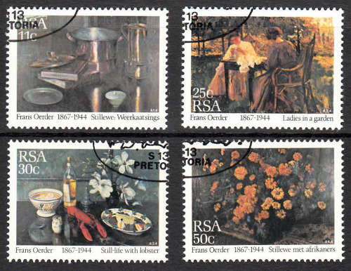 RSA SACC 582-585: 22.2.1985: FRANS OERDER PAINTINGS SET OF 4. USED(CTO)
