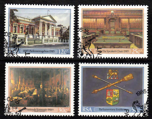 RSA SACC 588-591: 15.5.1985: CENTENARY OF INAUGURATION OF PARLIAMENT BUILDINGS SET OF 4. USED(CTO)