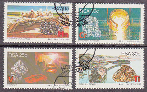 RSA SACC 563-565: 8.6.1984: STRATEGIC MINERALS SET OF 4. USED(CTO)
