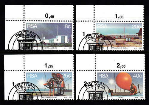 RSA SACC 541-544: 19.1.1983: WEATHER STATIONS CORNER SET OF 4. USED(CTO)