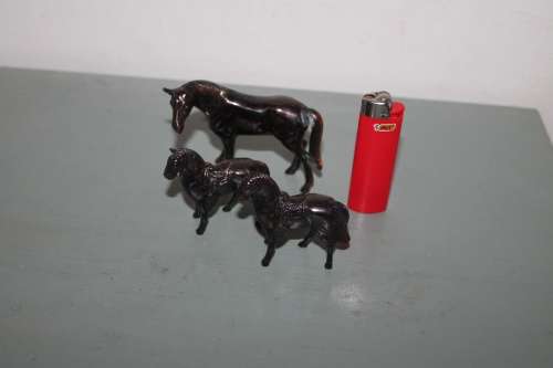 3 Small Metal Horses