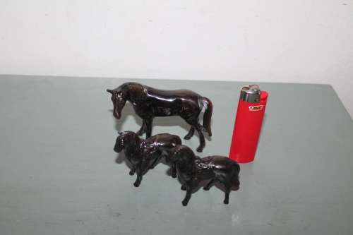 3 Small Metal Horses