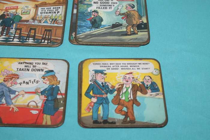 6 Vintage Naughty Coasters