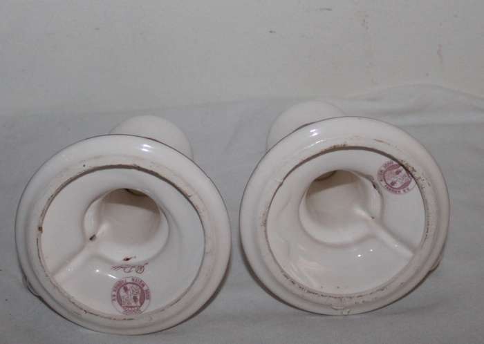 2 Pink Delft Candle holders