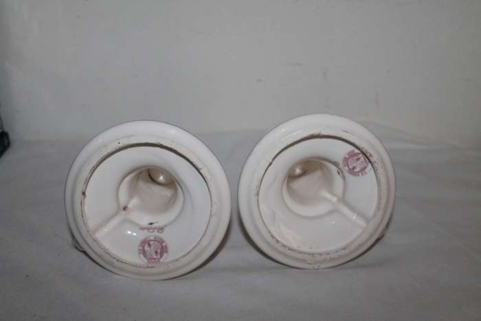 2 Pink Delft Candle holders
