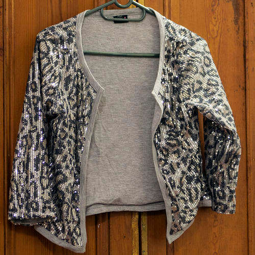 Sequined Leopard Print Cardigan/Top, Size 12