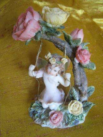 FAIRY ORNAMENT WITH ROSES~ NO CHIPS OR CRACKS~ HAVE A LOOK!!!!