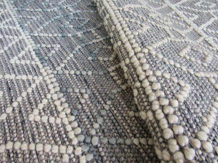 Indian Handmade White & Grey Rug