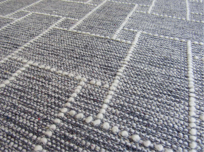 Indian Handmade White & Grey Rug