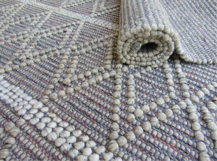 Indian Handmade White & Grey Rug