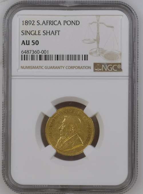 *1892 ZAR Kruger Single Shaft Pond graded AU*