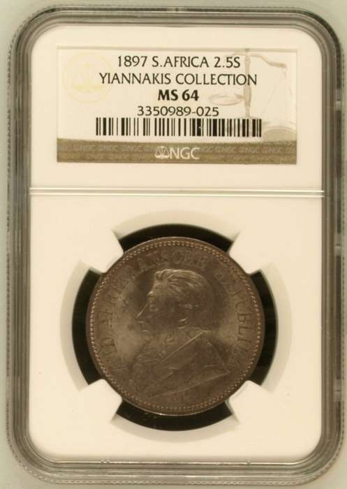 *1897 ZAR Kruger Halfcrown 2/6 NGC Graded MS64