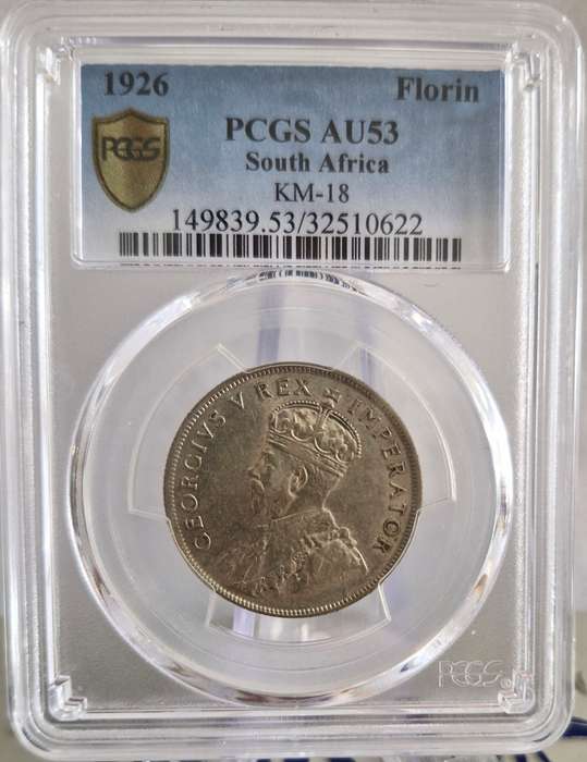 1926 Union of South Africa 2 Shillings PCGS Graded AU