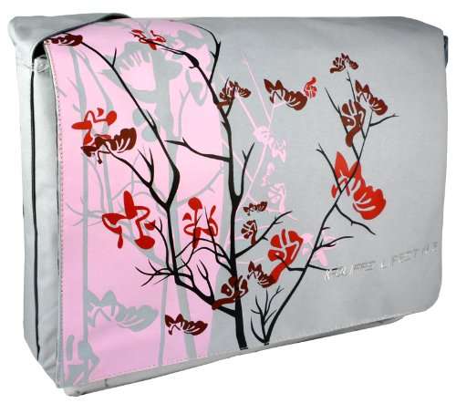 K-Cliffs Pink Sparse Tranquility 15.4 inch Laptop Notebook Padded Compartment Shoulder Messenger Bag