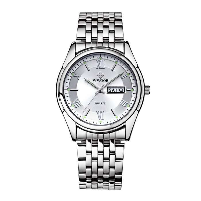 ***  WWOOR  ***   MENS DAY/DATE STAINLESS STEEL WATCH  -**  3 On Auction !!!  **