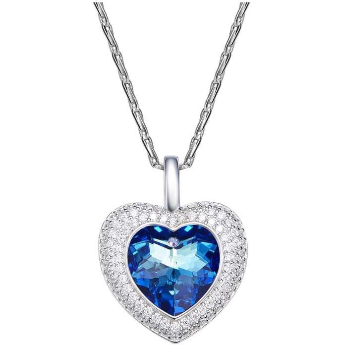 Heart Shaped Swarovski Sterling Silver Pendant Necklace