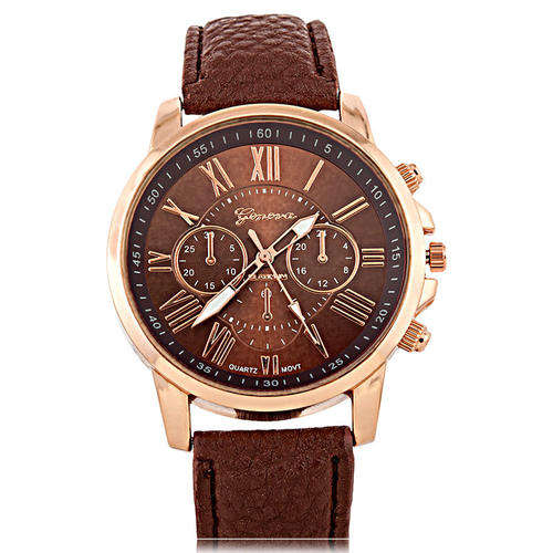 GENEVA Ladies Brown Faux Leather Watch