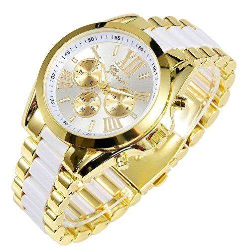GENEVA Ladies White & Gold Stainless Steel Watch