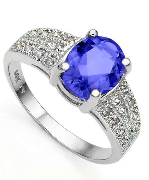 EXCELLENT 2.13CT TANZANITE RING IN SOLID 14KT WHITE GOLD FINE COLOUR AAA+++ CRAZY AUCTION