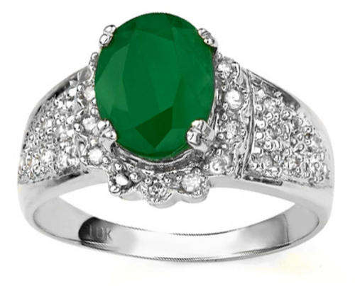 FINE 1.97CT EMERALD RING IN SOLID 14KT WHITE GOLD