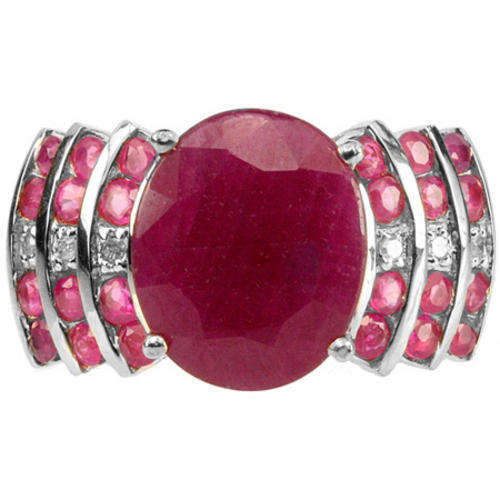 GREAT BIG SOLID 9KT WHITE GOLD 8.5CT GENUINE RUBY AND DIAMOND RING