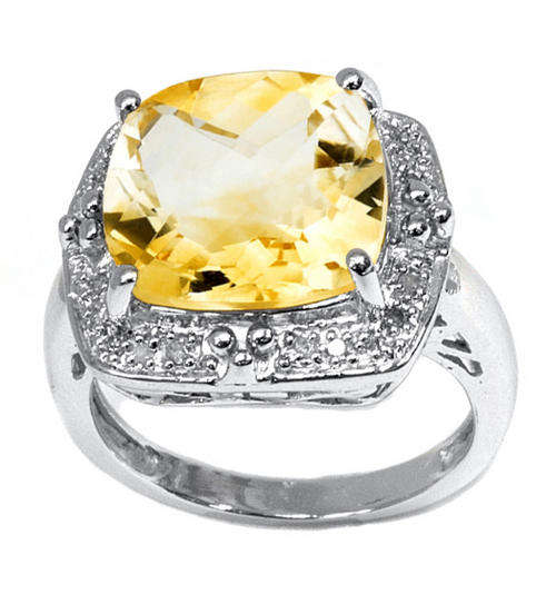 6.6 ct Citrine & (20pcs) Genuine Diamond 0.925 Sterling Silver