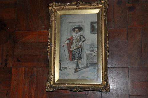 FANTASTIC PAINTING WC BY M.RONALDI-CAVALIER IN CONTEMPORARY INTERIOR