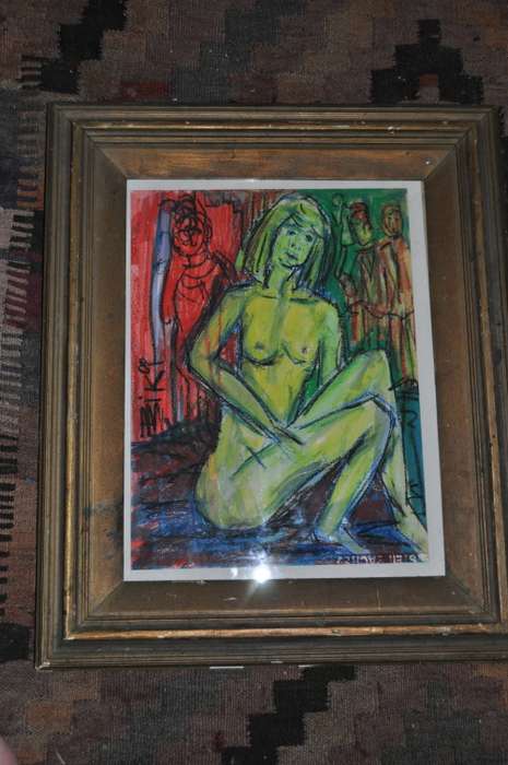 ORIGINAL NUDE MIXED MEDIA,SIGNED BY ARTIST