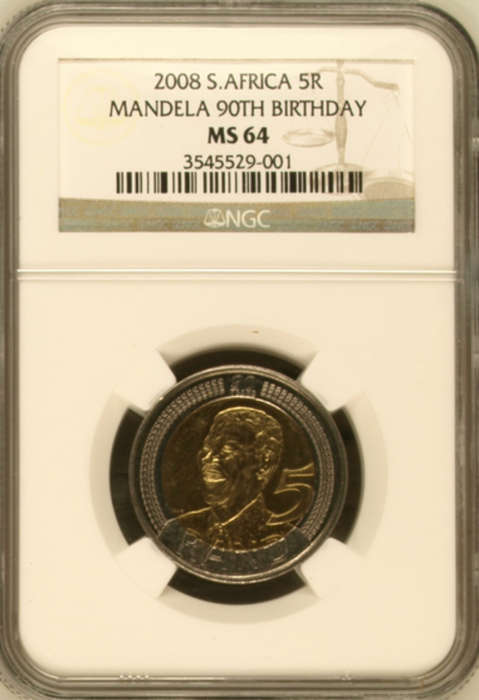 MS64 x 2 - NGC GRADED - MANDELA BIRTHDAY R5 COIN - bid per coin