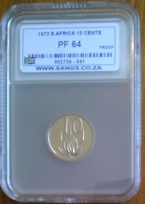 1973 RSA 10 CENT SANGS SLABBED PROOF 64