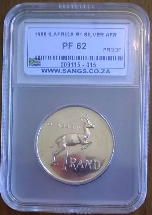 1966 SA SILVER R1 AFRIKAANS SANGS GRADED PROOF 62