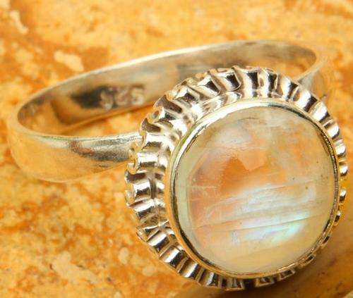 NATURAL RAINBOW MOONSTONE 925 STERLING SILVER RING SIZE 9 3/4