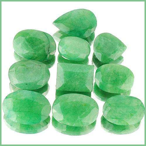 110 Tcts/10 PIECES LOT OF MAGNIFICENT GREEN NATURAL EMERALD