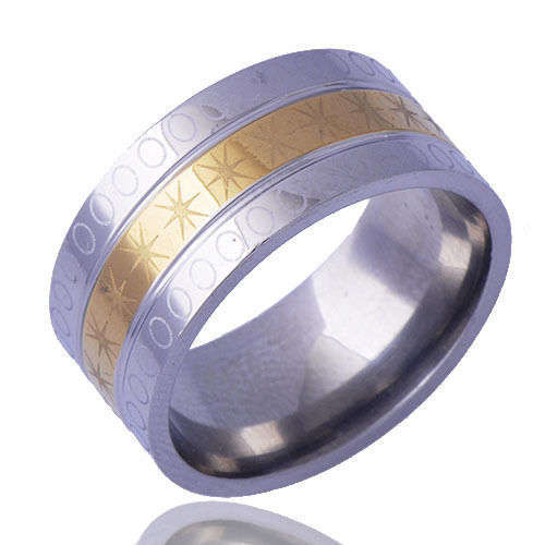 Men's Silver & Gold Colored Star Ring - Size 12