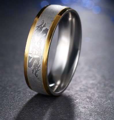 Elegant Stainless Steel (Silver & Gold Color) Ring - Size 7