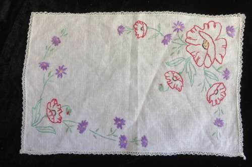 Embroidered tray cloth - cross stitch