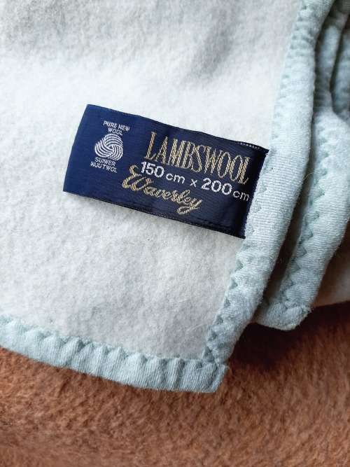 Waverley lambs wool blanket - thick, light, pale mint green - 150 x 200cm