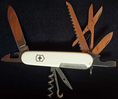 Victorinox Swiss Army knife (Huntsman) white scales and logo Maler