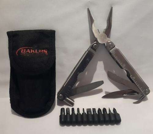 Stainless Steel Multitool with screw driver bits and nylon pouch No Name