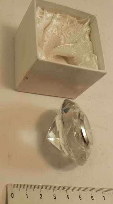 Crystal diamond shape ornament with fitted watch