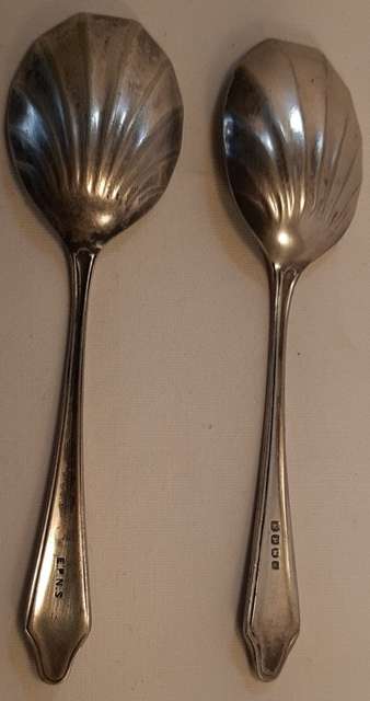 Two Vintage Edwardian Design Dessert Spoons  epns