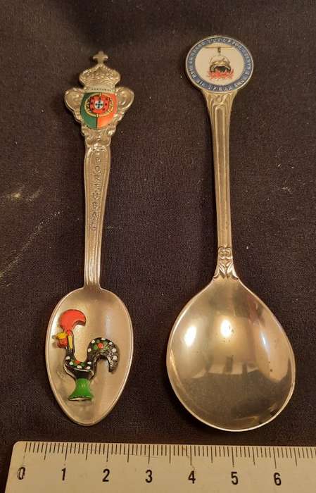 Collectable  Spoons with Chicken inlay Portugal and  Huis en Haard .Hearth and Home