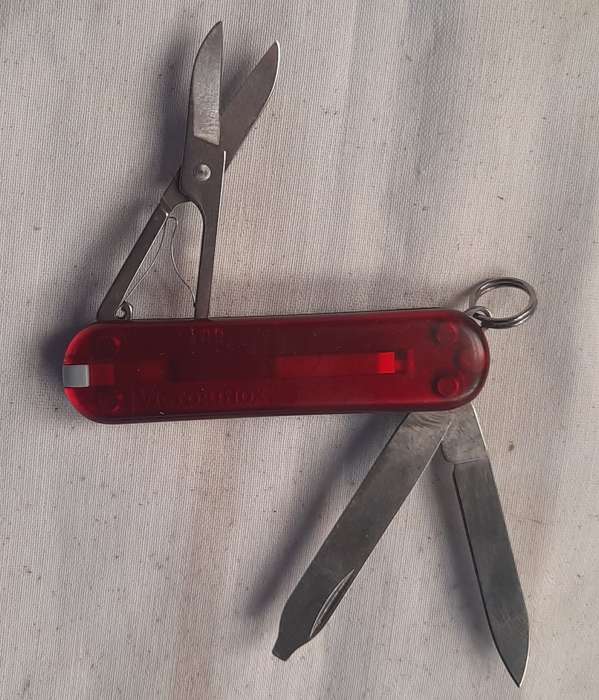 Victorinox Swiss Army Knife - Classic sd Red Translucent Scales with red led light with beflex logo