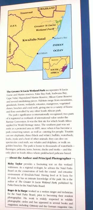 The Great Game Parks of Africa - ST LUCIA WETLAND - Ricky Taylor 1995
